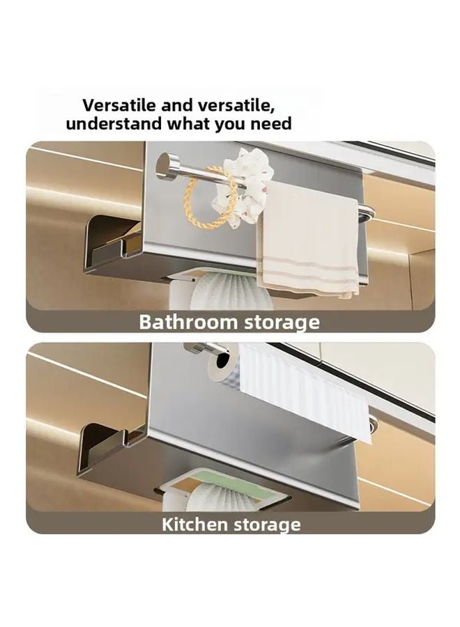 Gray 2pcs Wall Mounted Tissue Box Holder Modern Bathroom Organizer Space Saving Design - Image 5