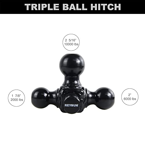REYSUN Trailer Hitch Tri-Ball Hitch Mount with Rotatoble Tow Shackle, fits for 2-inch Hitch Receiver, Hitch Lock Pin Included… - Image 4