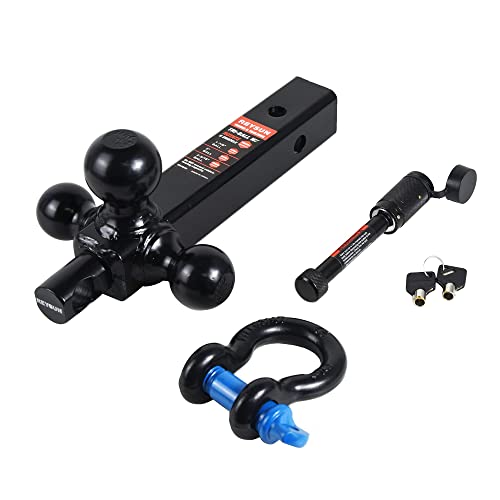 REYSUN Trailer Hitch Tri-Ball Hitch Mount with Rotatoble Tow Shackle, fits for 2-inch Hitch Receiver, Hitch Lock Pin Included… - Image 3