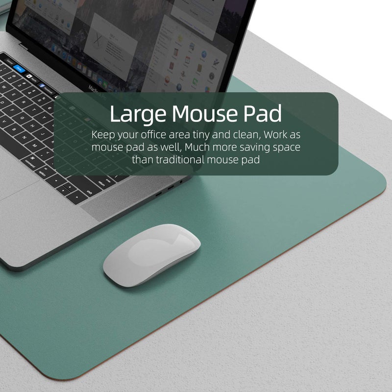 YSAGi Desk Pad, Desk Mat, 31.5" x 15.7" Dual-Sided Laptop Desk Pad Protector, Large Leather Desk Blotter for Keyboard and Mouse, Waterproof Desk Writing Pad for Office(Pistachio Green + Green Blue) - Image 4