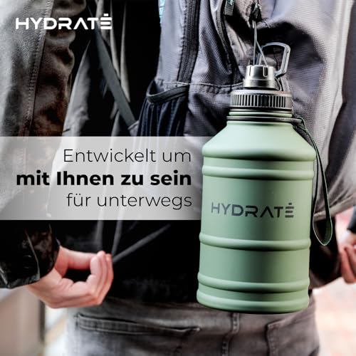HYDRATE 74 Oz Stainless Steel Water Bottle - BPA Free Metal Water Bottle for Gym, Exercise - Water Jug with Convenient Nylon Carrying Strap and Leak-Proof Screw Cap Water Bottles for Men, Women, Adult - Image 5