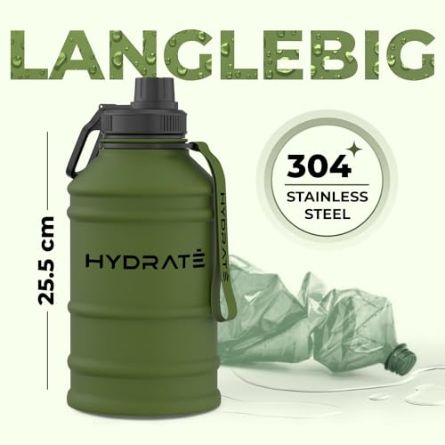 HYDRATE 74 Oz Stainless Steel Water Bottle - BPA Free Metal Water Bottle for Gym, Exercise - Water Jug with Convenient Nylon Carrying Strap and Leak-Proof Screw Cap Water Bottles for Men, Women, Adult - Image 4