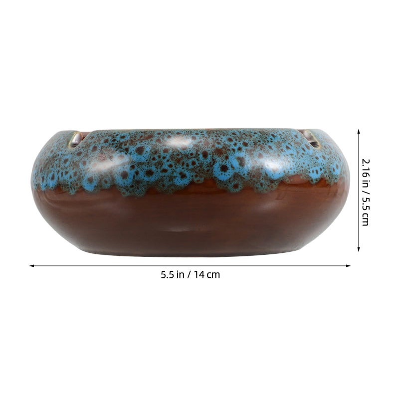 Ceramic Large Blue Gradient Ashtray Inner Arc Design Decorative Smoking Tray - Image 3