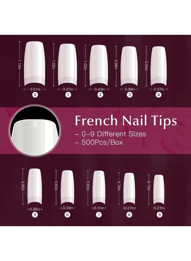 500 قطعة أظافر أكريليك قصيرة - أظافر صناعية قصيرة شفافة مع علبة - Image 3