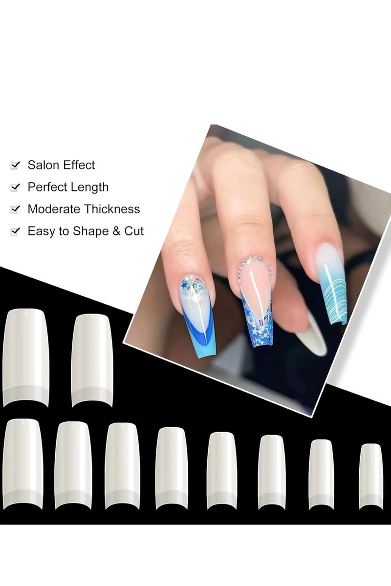 500 قطعة أظافر أكريليك قصيرة - أظافر صناعية قصيرة شفافة مع علبة - Image 4