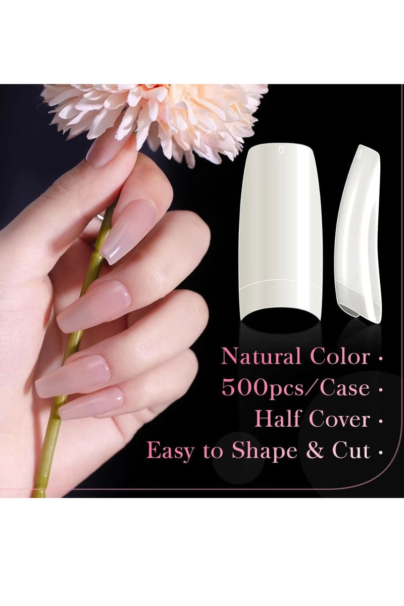 500 قطعة أظافر أكريليك قصيرة - أظافر صناعية قصيرة شفافة مع علبة - Image 5
