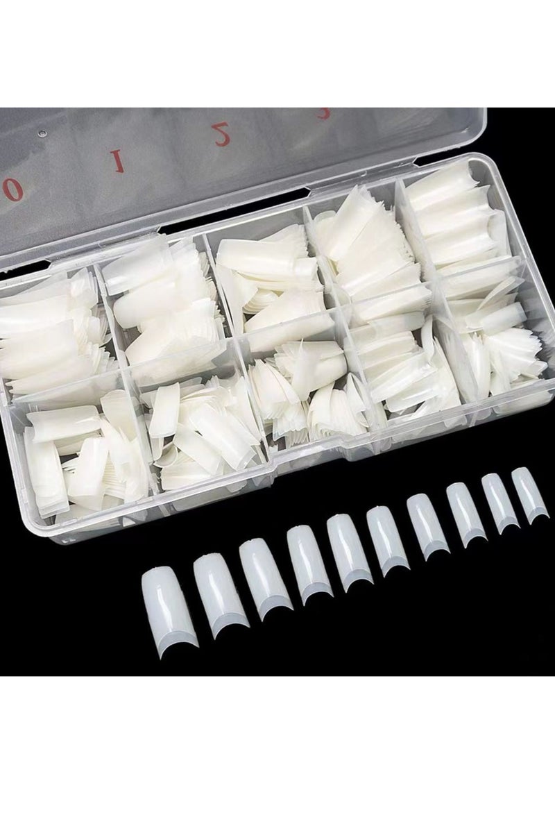 500 قطعة أظافر أكريليك قصيرة - أظافر صناعية قصيرة شفافة مع علبة - Image 1