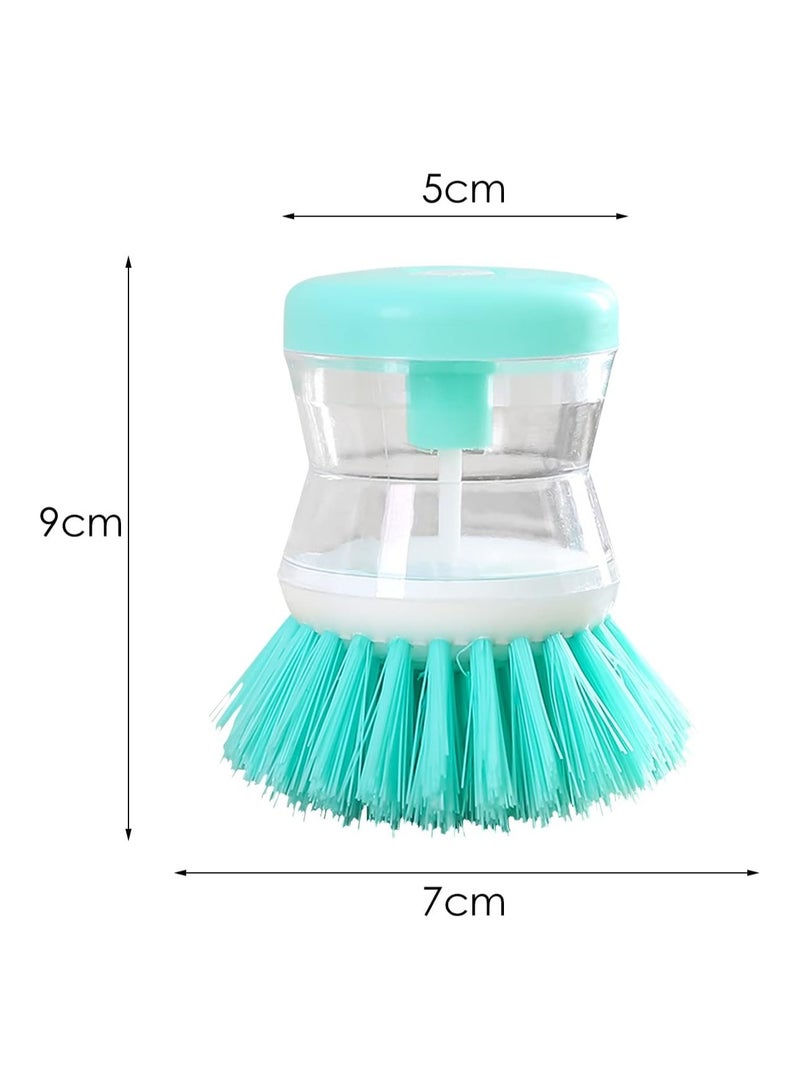 Soap Dispensing Dish Brushes Set Press Type Washing Up Brush with Liquid Dispenser Durable Palm Washing up Brushes Kitchen Brush Kitchen Grease Removal Brush - Image 3