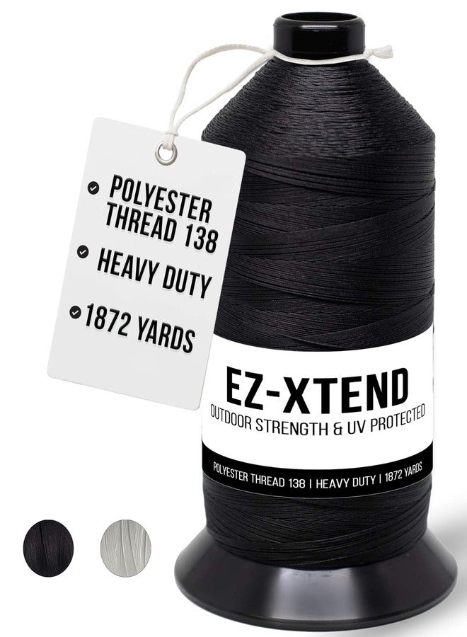 خيط بوليستر ملتصق EZ-Xtend رقم 138، صناعة أمريكية 100%، مناسب لتطبيقات خياطة الأقمشة الخارجية والبحرية، والمظلات، والخيام، والقماش. مناسب لماكينات الخياطة الصناعية والثقيلة (أسود، 8 أونصة). - Image 1