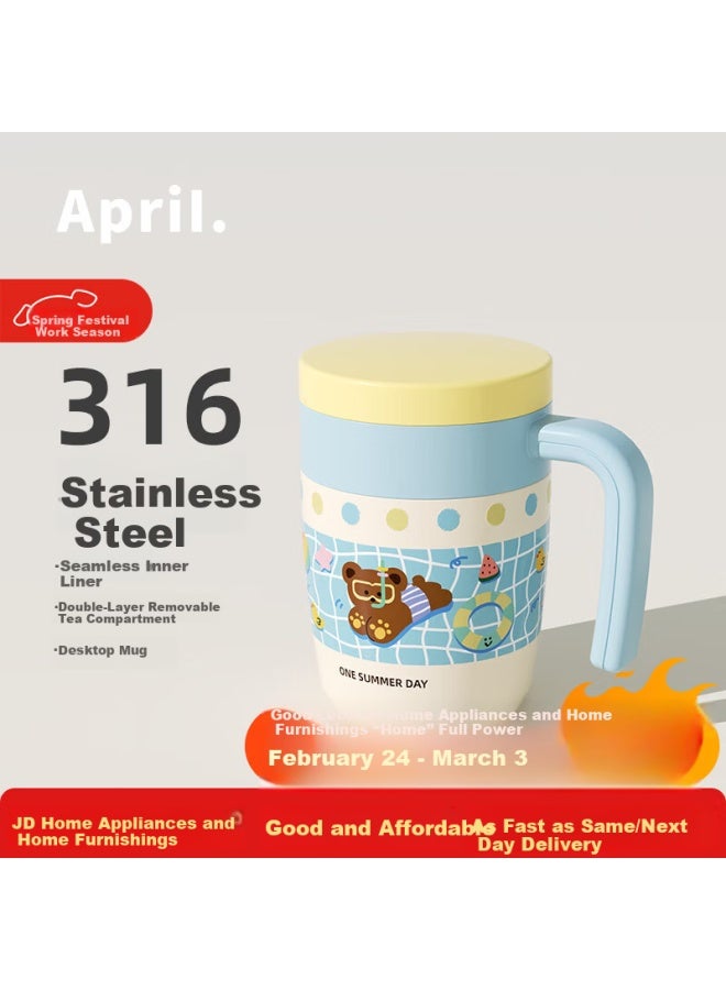 April Desktop Insulated Mug Women's Water Cup Office Coffee Mug With Lid Stainless Steel Cup Day Gift - Image 1