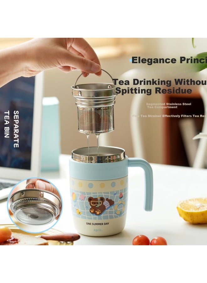 April Desktop Insulated Mug Women's Water Cup Office Coffee Mug With Lid Stainless Steel Cup Day Gift - Image 4