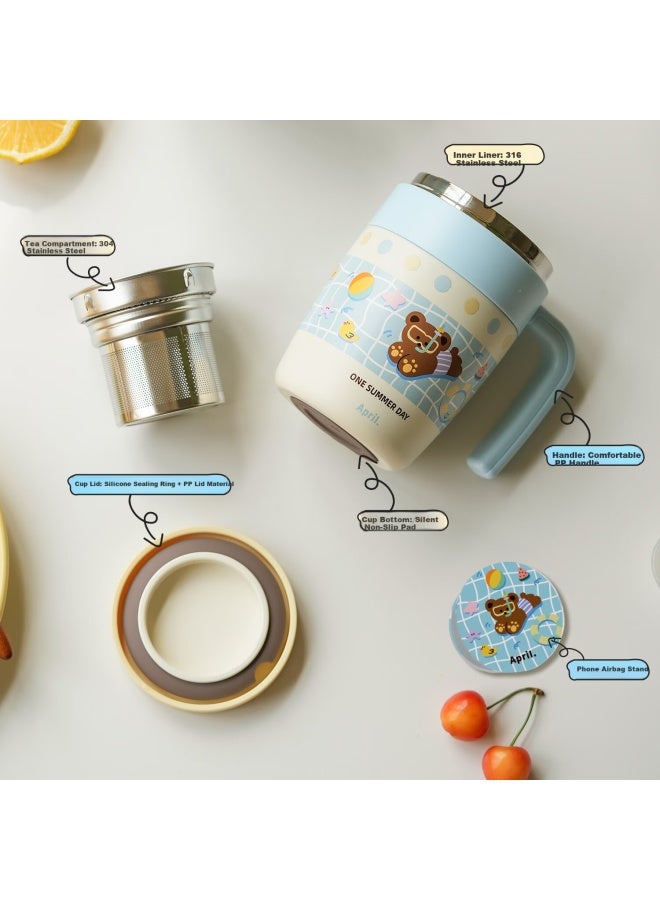 April Desktop Insulated Mug Women's Water Cup Office Coffee Mug With Lid Stainless Steel Cup Day Gift - Image 3