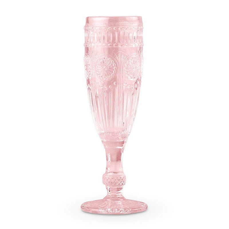 WEDDINGSTAR Vintage Style Pressed Glass Champagne Flute 6oz - Pink - Image 5