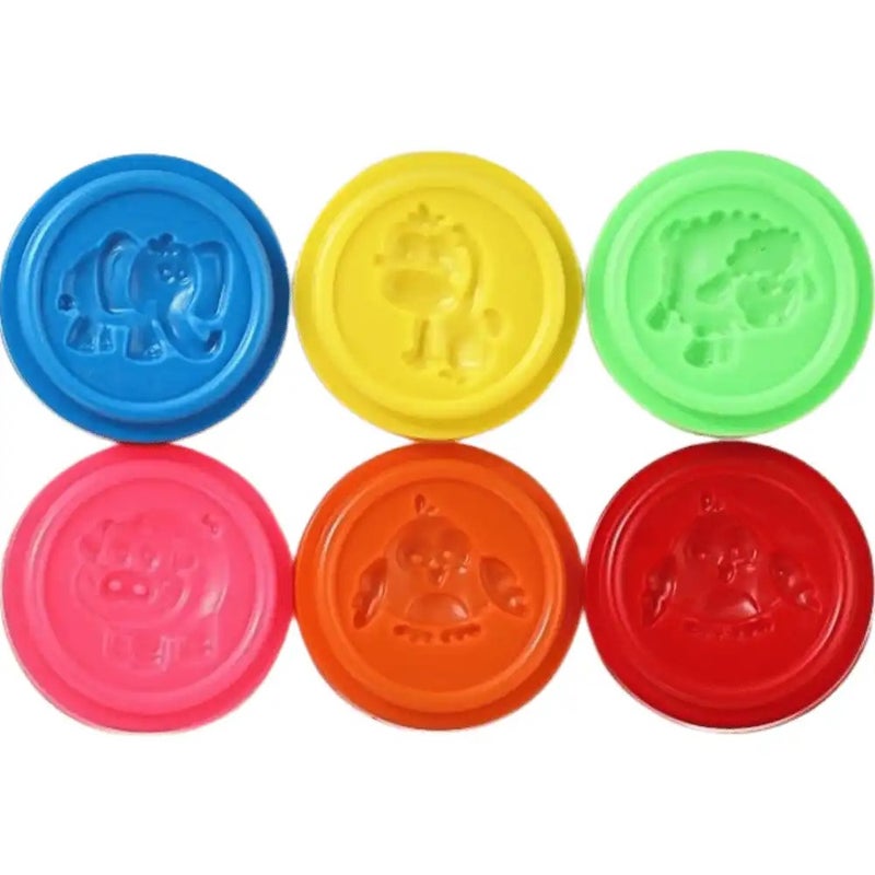 Non messy Playing Dough In Box With Animal Printed Lid Multi-Color- 6pcs