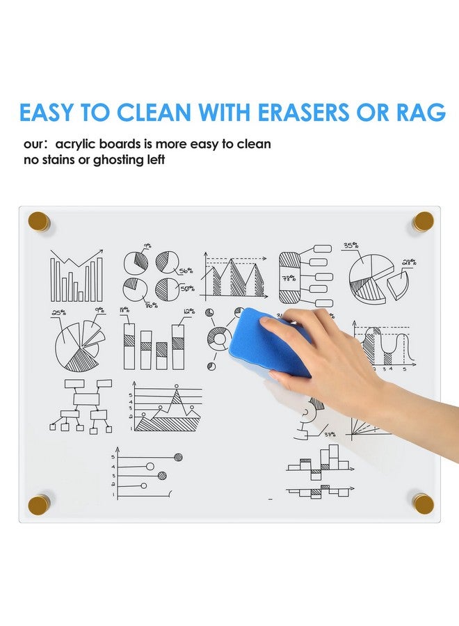MaxGear Acrylic Dry Erase Board, 16''X12'' Wall Hanging White Board, Non-Magnetic Floating Dry Erase Board Frameless Whiteboard With Marker Holder, Markers And Eraser, For Office, School, Restaurant - Image 3