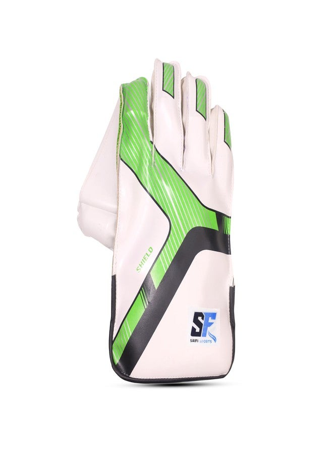 قفازات حارس المرمى للكريكيت من SAIFI SPORTS Shield، موصى بها للرجال، مصنوعة من الجلد، باللون الأخضر (أخضر). - Image 4