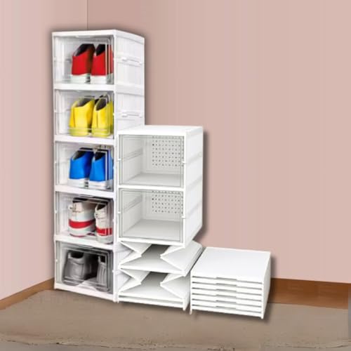 Aliensware 5-Layer Foldable Shoe Organizer Storage Box/Collapsible Shoe Rack/Foldable Closet for Living Room,Study,Bathroom/Storage Organizer for Shoe Boots,Slippers,Sneakers,Books,Aliens (White) - Image 1