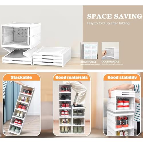 Aliensware 5-Layer Foldable Shoe Organizer Storage Box/Collapsible Shoe Rack/Foldable Closet for Living Room,Study,Bathroom/Storage Organizer for Shoe Boots,Slippers,Sneakers,Books,Aliens (White) - Image 3