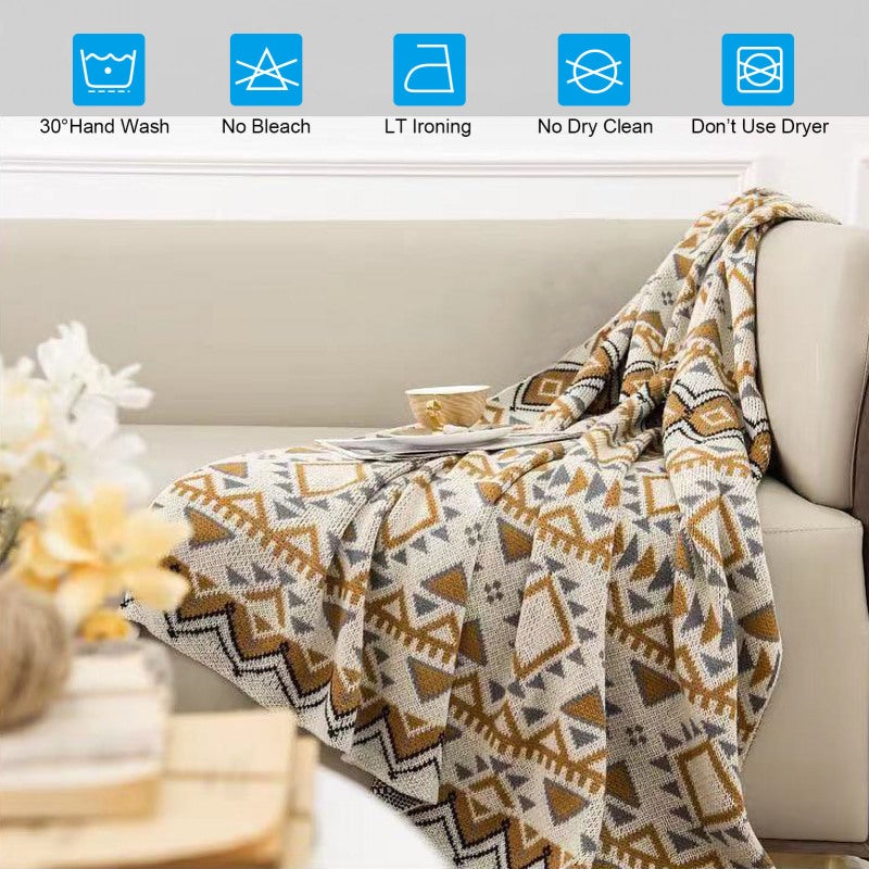 Throw Blanket: Colorful Chenille Woven - Soft & Cozy Knitted Throw Blanket for Living Room, Bedroom, Air-conditioned Rooms Year-Round Use - Image 2