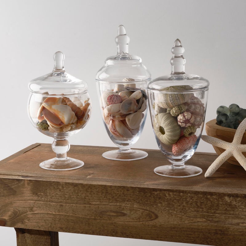 Elements Clear Glass Apothecary Jars with Lids, Set of 3 - Decorative Storage Jars for Home, Kitchen, Bathroom - 10, 9.5, 8.5 Inch Handcrafted Display Jar Set - Image 5