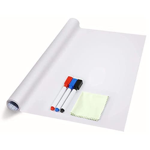 ZNCMRR 78.7"x17.7" Whiteboard Sticker for Wall White Board Contact Paper Dry Erase Wallpaper with 3 Markers Adhesive Poster Board Whiteboard for School Office Home Kids Drawing - Image 1