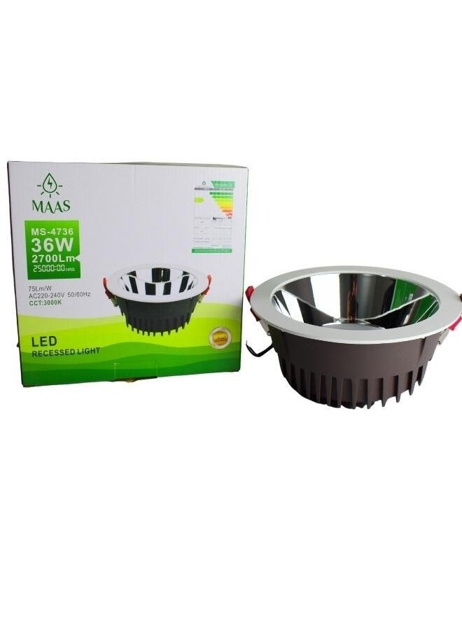 MAAS LED recessed lamp, recessed LED lamp for ceiling, wall and garden, 2700 lumens, 36 watts, Yellow Light  - Image 1