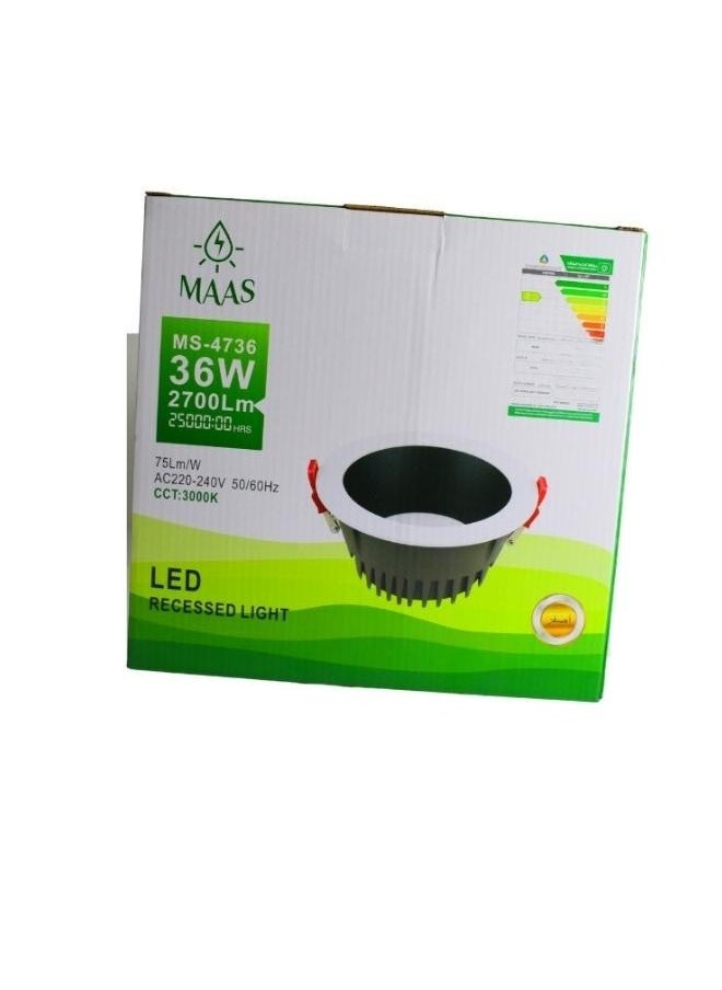 MAAS LED recessed lamp, recessed LED lamp for ceiling, wall and garden, 2700 lumens, 36 watts, Yellow Light  - Image 2