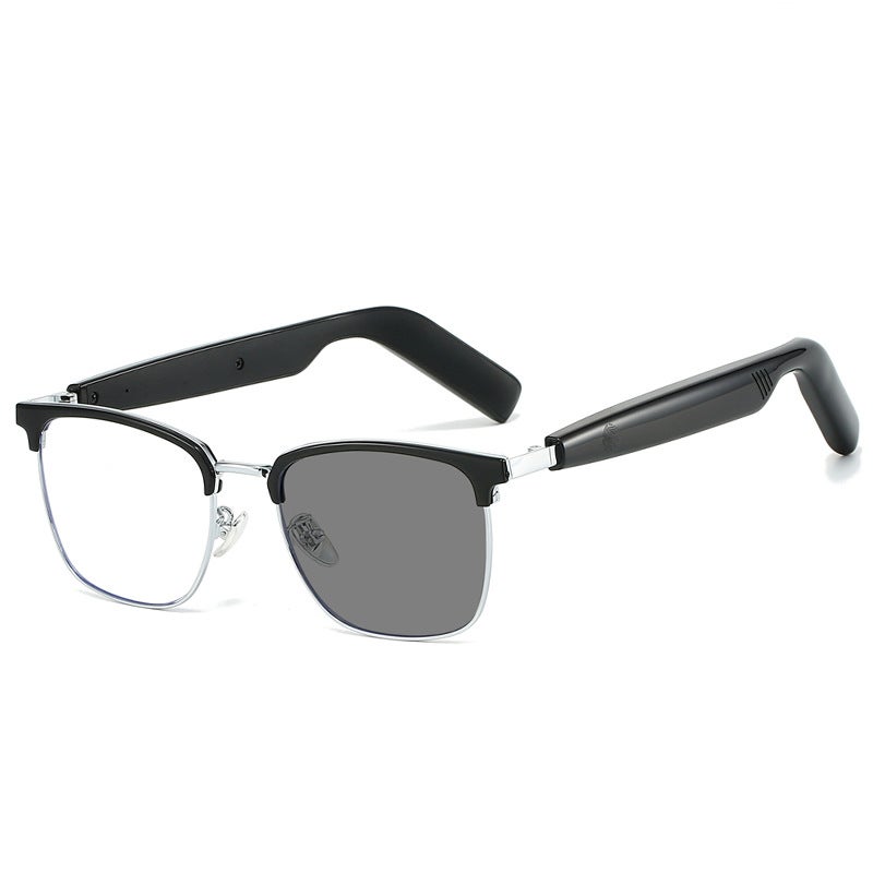 1502 New Smart Color Changing Bluetooth Sunglasses Men'S Music Headphones Call Half Frame Business Frame Noise Reduction Gray Glasses - Image 5