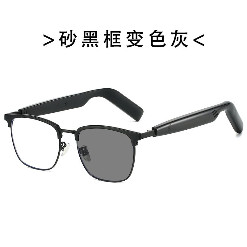 1502 New Smart Color Changing Bluetooth Sunglasses Men'S Music Headphones Call Half Frame Business Frame Noise Reduction Gray Glasses - Image 1
