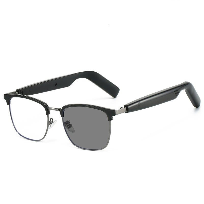 1502 New Smart Color Changing Bluetooth Sunglasses Men'S Music Headphones Call Half Frame Business Frame Noise Reduction Gray Glasses - Image 3