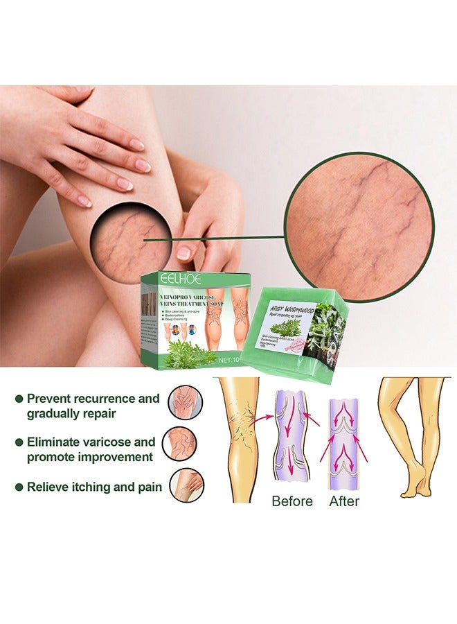 EELHOE Veinopro Varicose Veins Treatment Soap, Removal Spider Veins Treatment For Legs Healing Wormwood Formula, Anti Varicose Vein Soothing Leg Soap, Improve Blood Circulatio Quickly Soothing Swelling 100G - Image 4