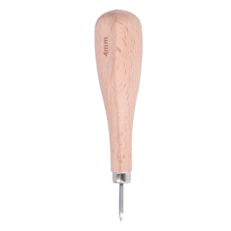 Leather Awl Professional 4mm Beech Wood Handle High Hardness Rhombus Leather Awl Drill Leather Craft DIY Tool - Image 2