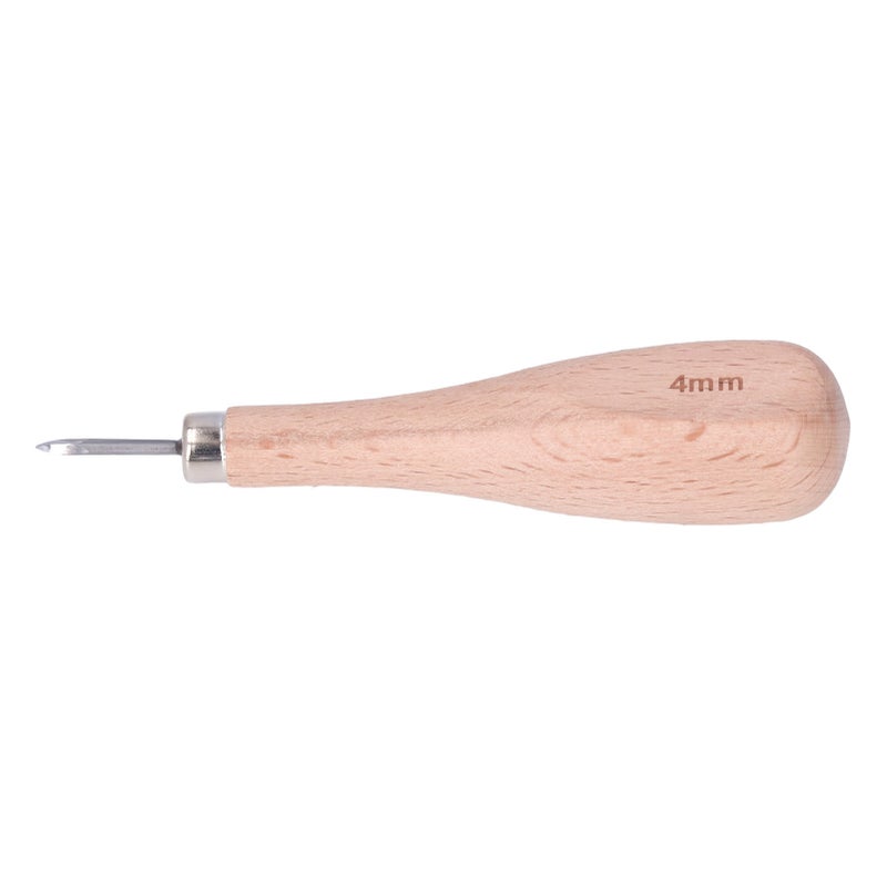 Leather Awl Professional 4mm Beech Wood Handle High Hardness Rhombus Leather Awl Drill Leather Craft DIY Tool - Image 5