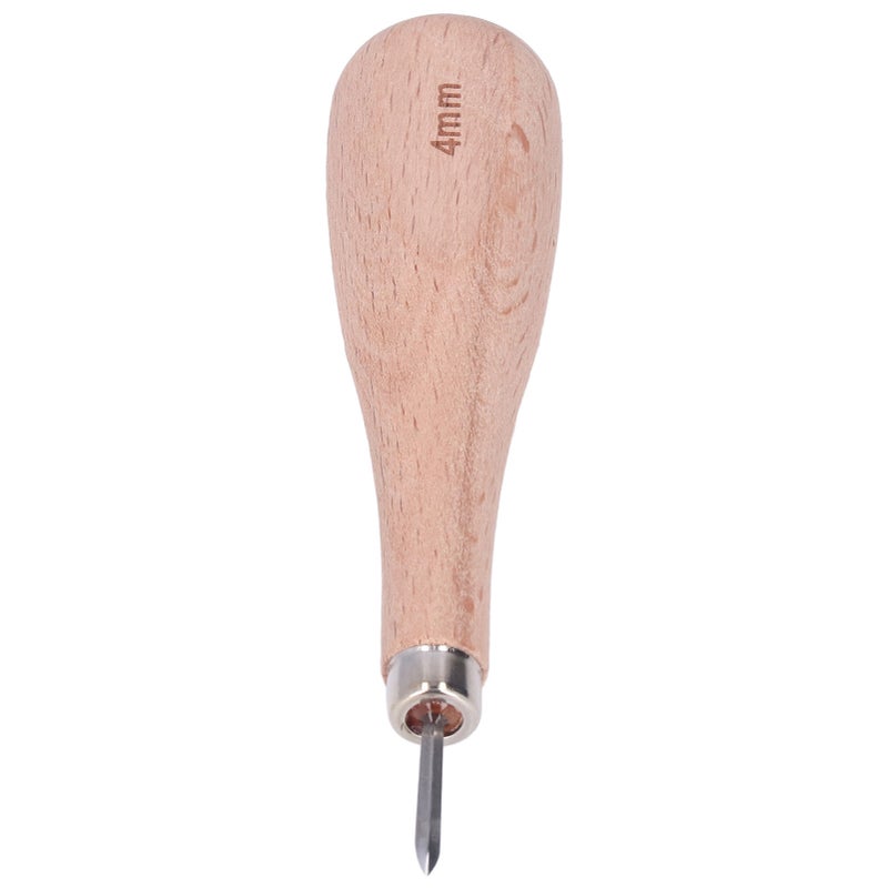 Leather Awl Professional 4mm Beech Wood Handle High Hardness Rhombus Leather Awl Drill Leather Craft DIY Tool - Image 3