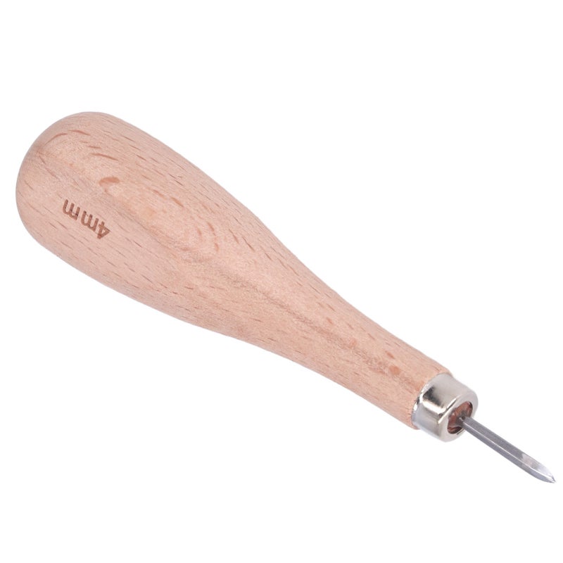 Leather Awl Professional 4mm Beech Wood Handle High Hardness Rhombus Leather Awl Drill Leather Craft DIY Tool - Image 4