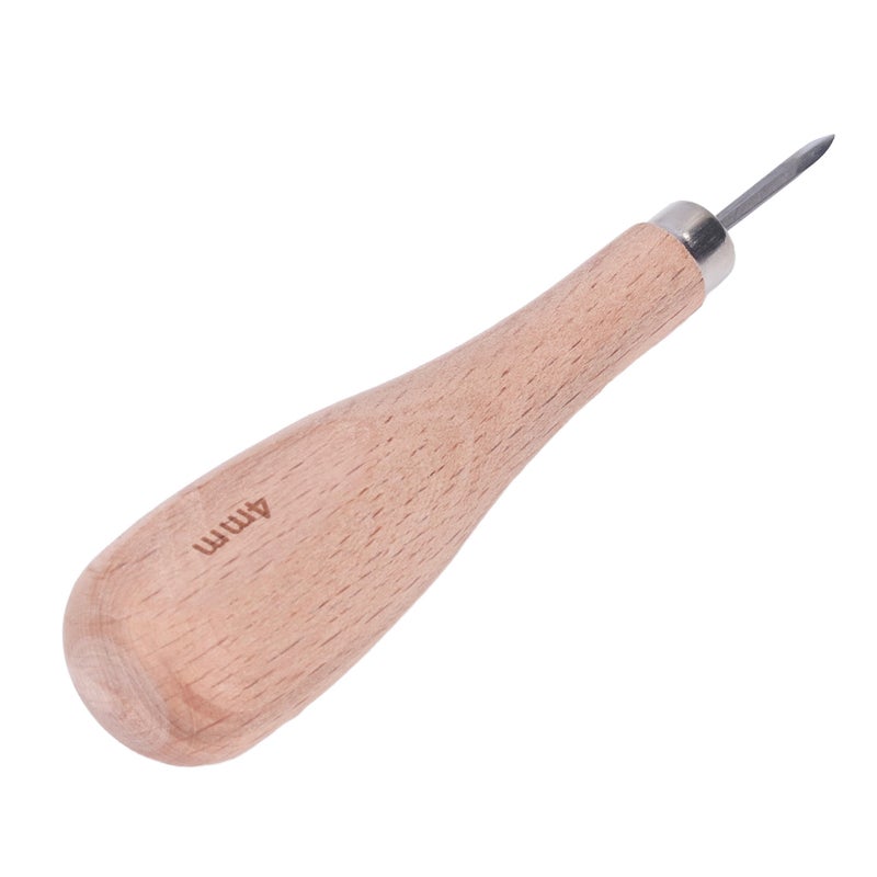 Leather Awl Professional 4mm Beech Wood Handle High Hardness Rhombus Leather Awl Drill Leather Craft DIY Tool - Image 1