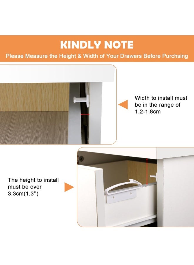 Coolrunner Child Safety Drawer Locks, 8 Pack Safety Invisible Drawer Latches with Strong Adhesive for Baby Care,Only fit for Some Drawer, Please See Below Before Buying - Image 5