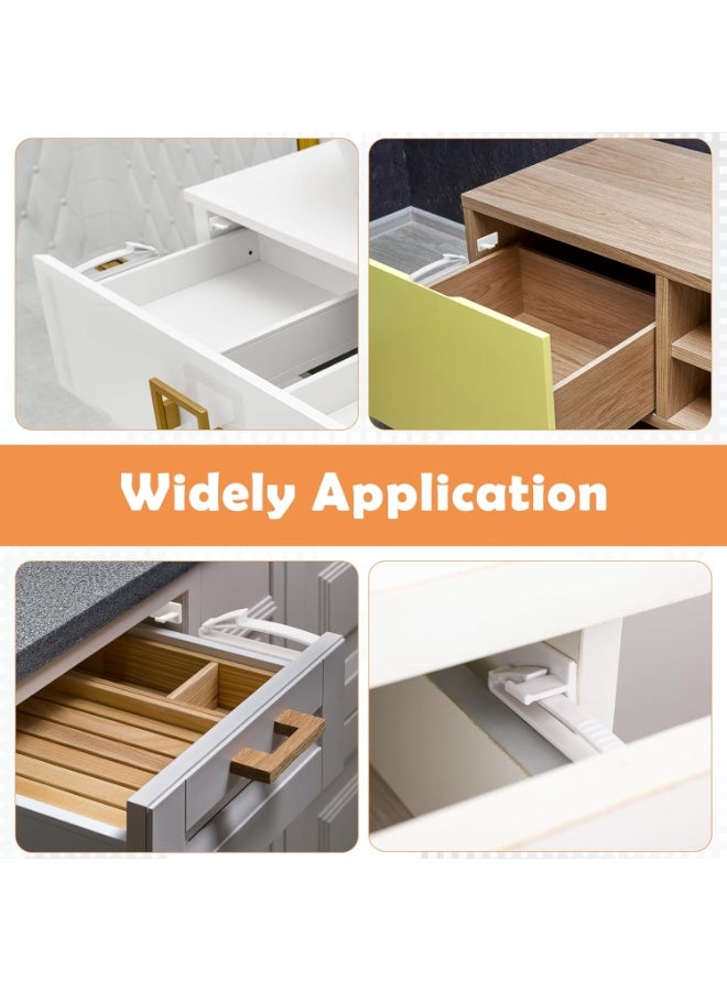 Coolrunner Child Safety Drawer Locks, 8 Pack Safety Invisible Drawer Latches with Strong Adhesive for Baby Care,Only fit for Some Drawer, Please See Below Before Buying - Image 2