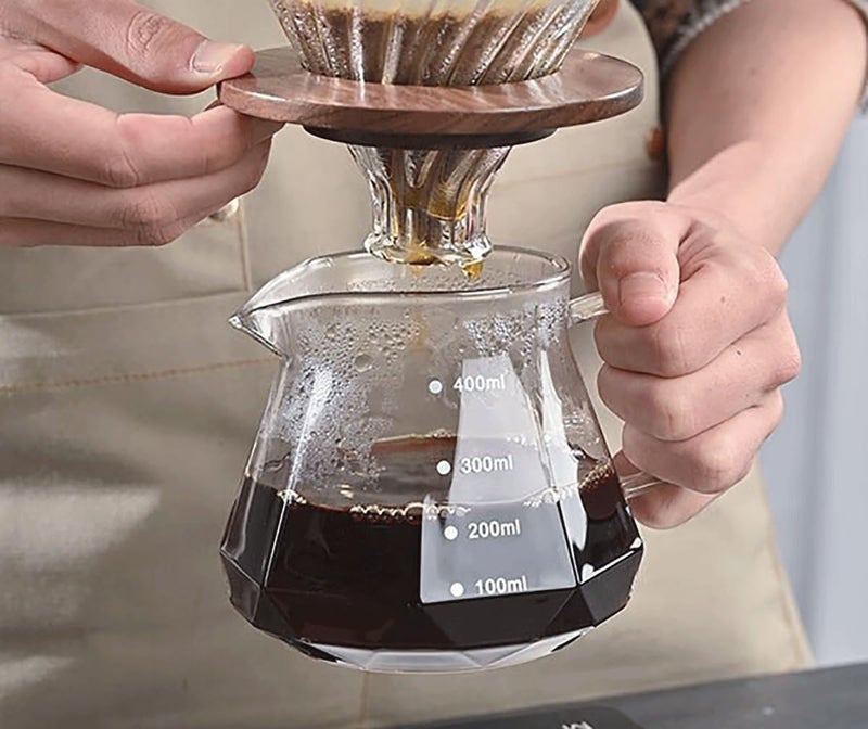 COFISUKI Glass Coffee Server for Drip Coffee Maker,Diamond Fashion Design Glass Coffee Carafe, Coffee Pot with Lid, Clear, 600ml(20oz) - Image 3