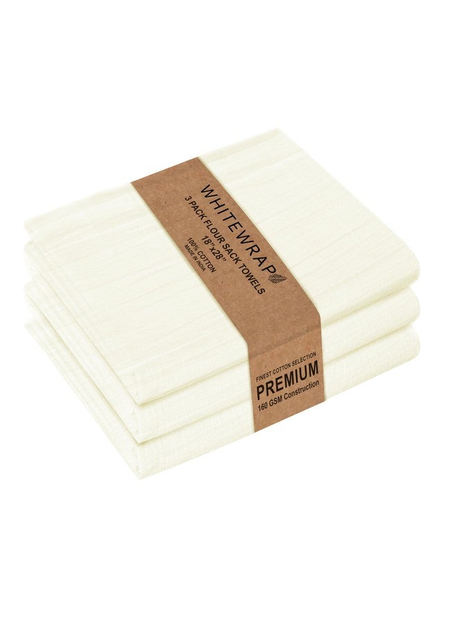WHITEWRAP Flour Sack Towels| Tea Towel for Crafts| Kitchen Dish Cotton Blank Towel for Embroidery|Baking Bread Proofing Linen Cover| Thick Absorbent Quick Dry| 3 Pack 18"x28"Natural - Image 1