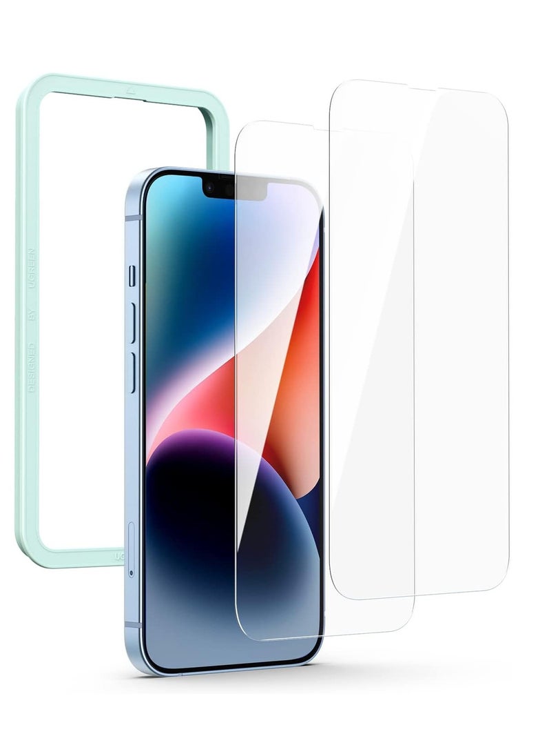 GUDOO 2 Pack Screen Protector for iPhone 15 6.1-Inch Bubble Free Tempered Glass Film with Easy Installation Tool Case-Friendly HD Clear Anti-Scratch Anti-Fingerprint  - Image 1