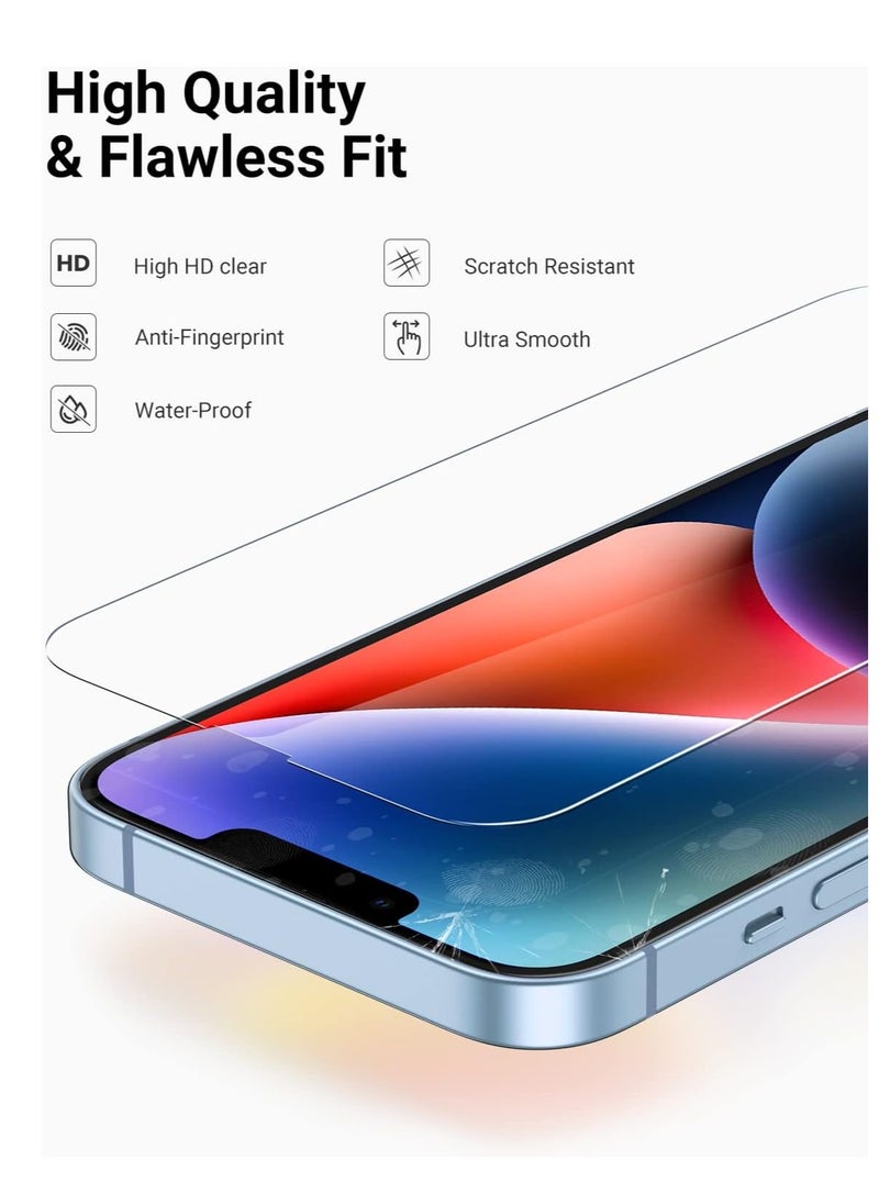 GUDOO 2 Pack Screen Protector for iPhone 15 6.1-Inch Bubble Free Tempered Glass Film with Easy Installation Tool Case-Friendly HD Clear Anti-Scratch Anti-Fingerprint  - Image 2