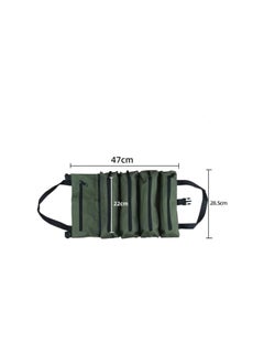 PROMASS 1pcs Roll Up Tool Bag, Multi-Purpose Canvas Tool Roll Canvas Roll Up Pouch with 5 Zipper Pockets Wrench Roll Pouch Multi-Purpose Tool Pouch Roll Tool Organisers for Car Motorcycle  - Image 3