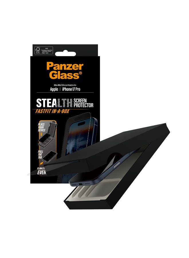 PanzerGlass iPhone 17 Pro Screen Protector 6.3" STEALTH, Full Screen Tempered Glass, Anti-Bluelight, Anti-Reflective, Drop/Scratch Protection, FastFit IN-A-BOX Easy Install -Clear - Image 5
