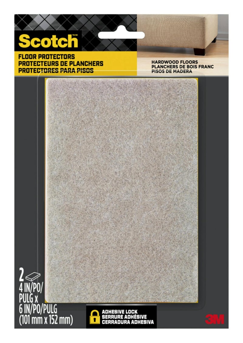 Scotch Felt Pads Beige 2 Large Pads 4 x 6 in Felt Furniture Pads for Protecting Hardwood Floors EasytoApply SelfStick Design Reliable Protection from Nicks dents and Scratches SP845NA
