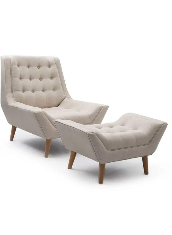 Mid-Century Modern Accent Chair with Ottoman - Image 3