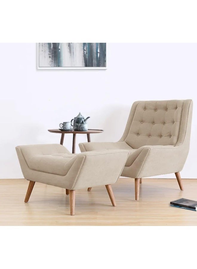 Mid-Century Modern Accent Chair with Ottoman - Image 1