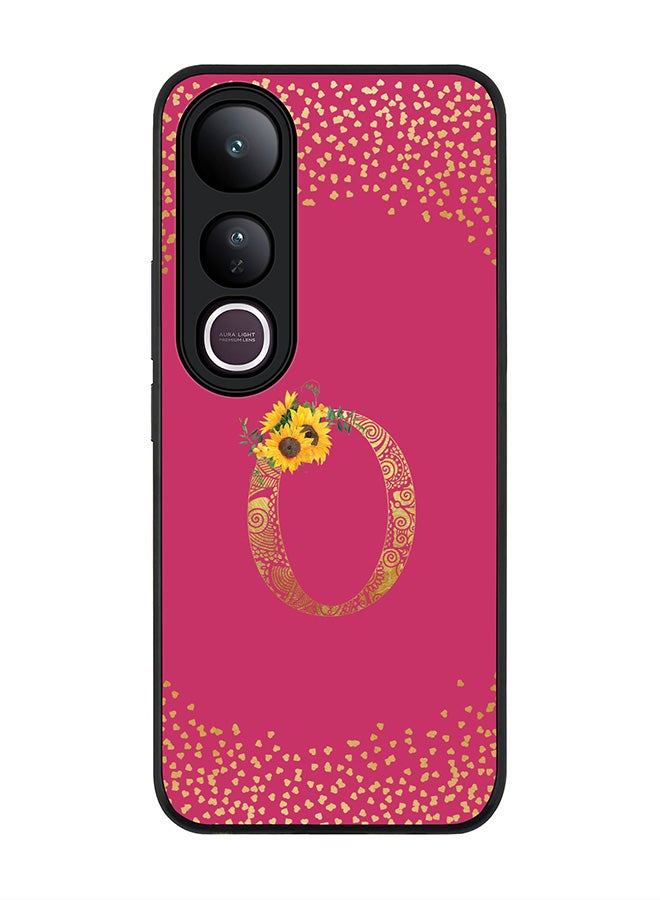 Stylizedd For vivo V50 Lite Case,Slim fit Camera Protection, Shockproof Thin Phone cover  - Custom Floral Monogram - O ( Deep Pink )