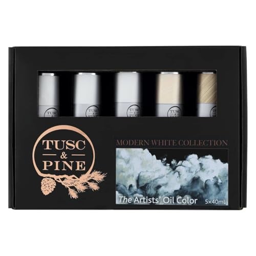 Tusc & Pine Tusc Pine Artist Oil Paint 40 ml Set of 5 Modern White NonYellowing Rich Creamy Consistency Maximum Pigment Load Small Batch Milled Oil Paints Developed for Professional Artists - Image 1