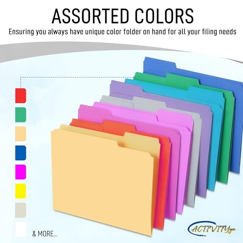 ACTIVITYYA White File Folders, 1/3-Cut Tabs, Letter Size, 12-Pack – Durable Office Filing Folders for Documents, Papers, and Organization - Image 3